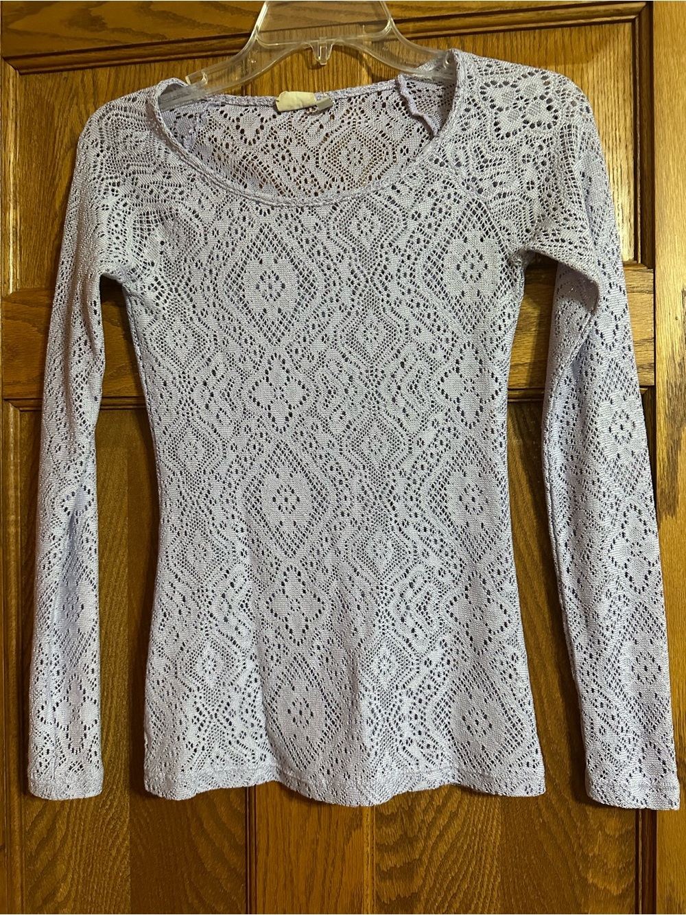 Mudd Light Lavender Long Sleeve Lace Knit Top